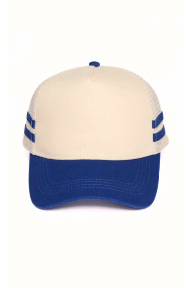Retro Stripe Mesh Trucker Cap: Black