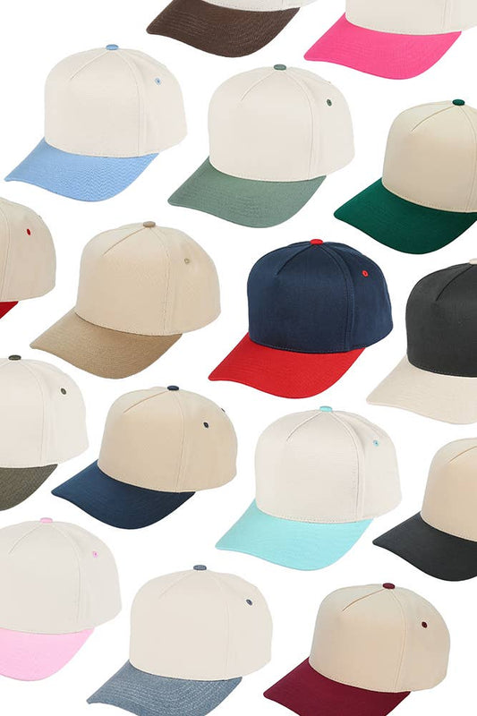 C.C Two Tone Canvas Trucker Hat Baseball Cap: Red