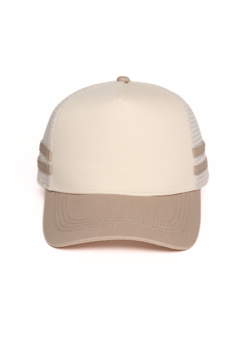 Retro Stripe Mesh Trucker Cap: Black