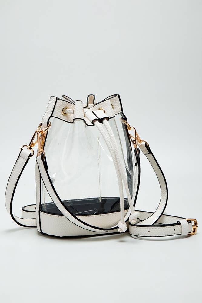 Clear Crossbody Stadium Bucket Bag: Black