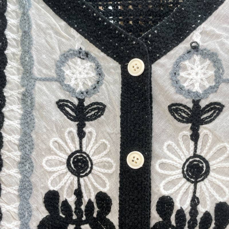 Black Vintage Hollow-Out Crochet Floral Vest