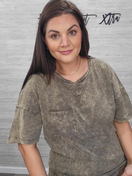 ACID WASH RUST BROWN OVERSIZED TEE