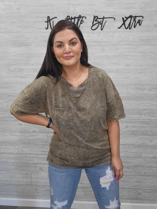ACID WASH RUST BROWN OVERSIZED TEE