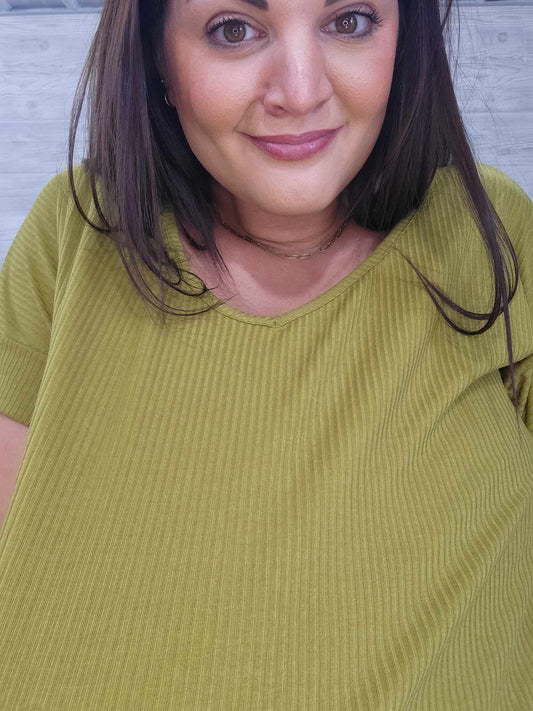 OLIVE RIBBED TOP