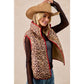 LEOPARD PRINT PIPING DETAIL QUILTED VEST: LEOPARD/BLACK / XL