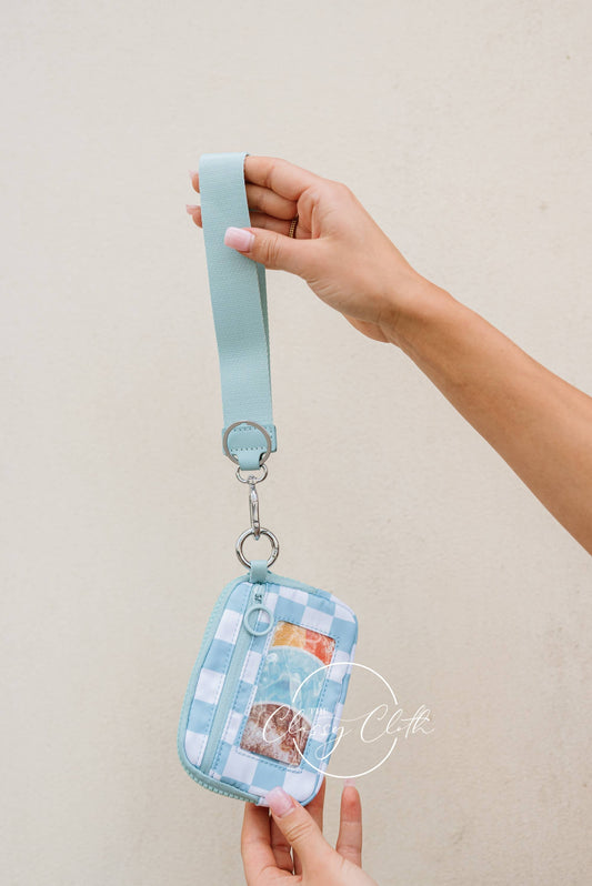 Willow Wristlet Wallet - Aqua Checkered RTS