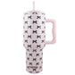 Black & Pink Mini Coquette Bows 38 Oz Tumbler w Handle: Light Pink