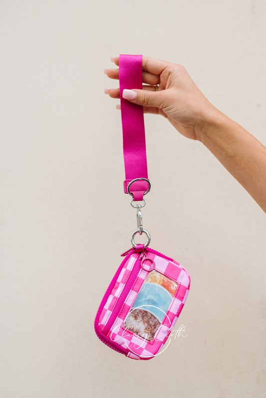 Willow Wristlet Wallet - Hot Pink Checkered RTS