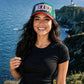 C.C Two-Tone Flag Letter on Two Tone Trucker Hat: Red/Navy