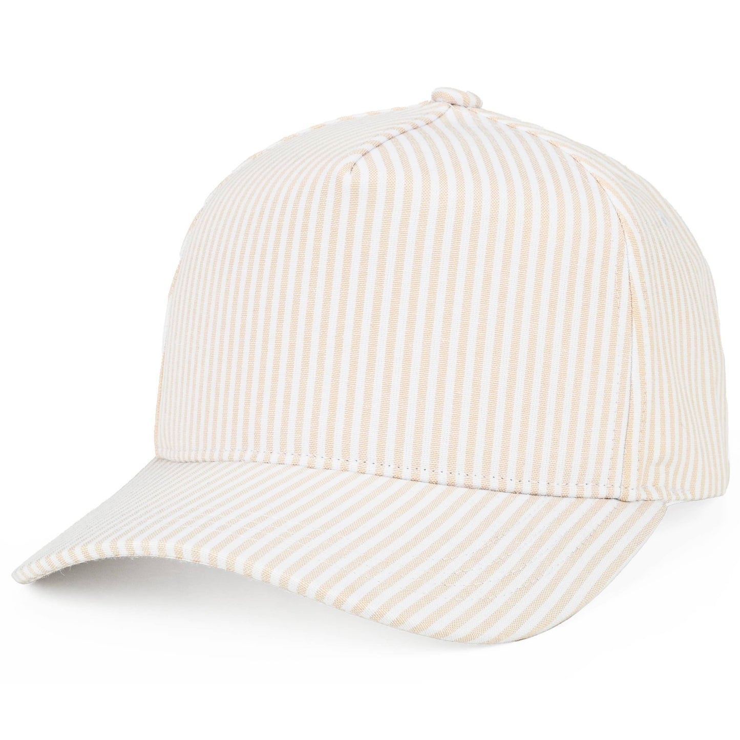 C.C Stripe Pattern Criss-Cross Ponytail Trucker Hat: Red