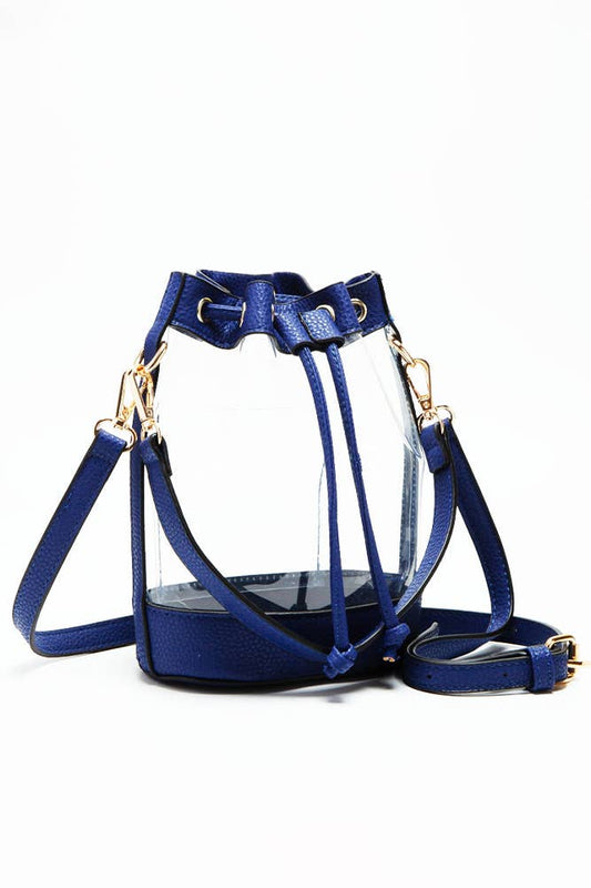 Clear Crossbody Stadium Bucket Bag: Royal Blue