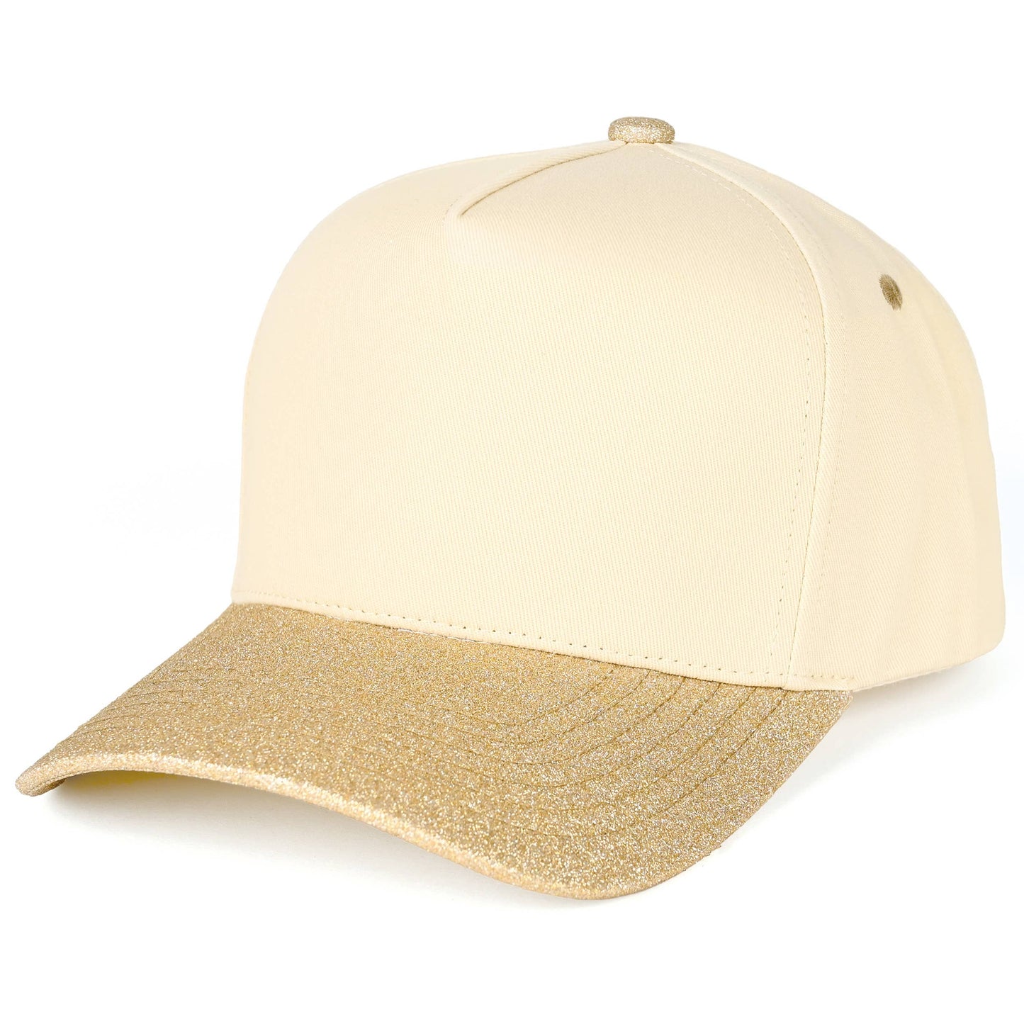 C.C Glitter Brim Two Tone Trucker Hat: Black