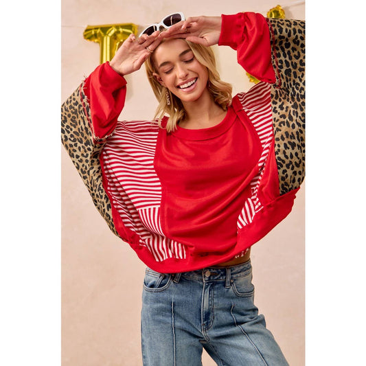 GAMEDAY THEME STRIPE MIX AND MATCH TOP: RED / L