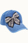 Bejeweled Bow Pearl Bling Glitz Ponytail Cap, Adjustable
: Red