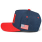 C.C Two-Tone Flag Letter on Two Tone Trucker Hat: Red/Navy