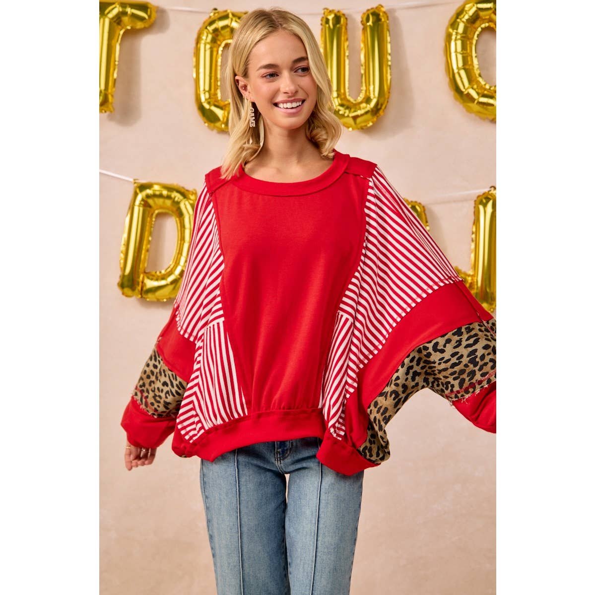 GAMEDAY THEME STRIPE MIX AND MATCH TOP: RED / L