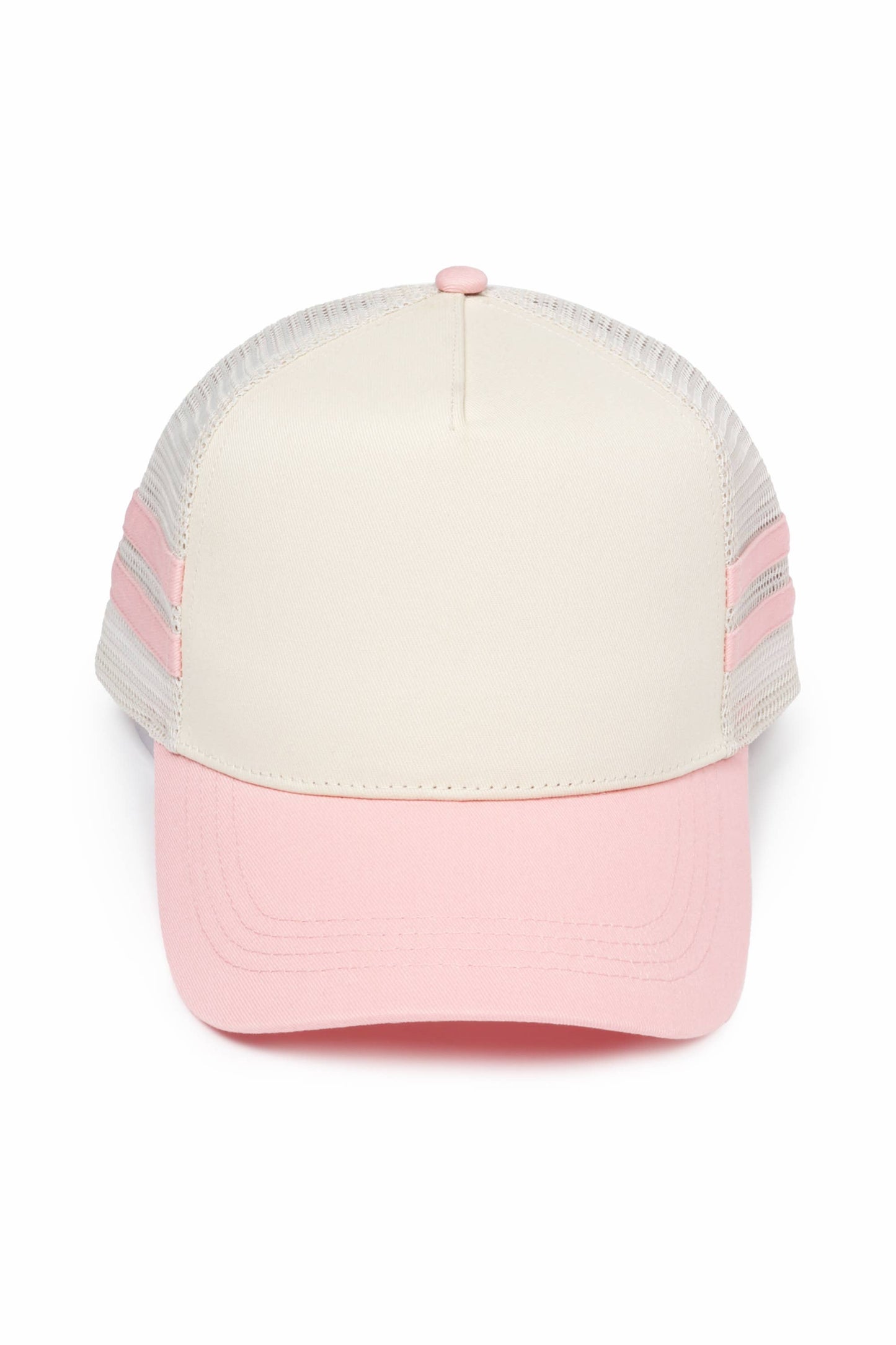 Retro Stripe Mesh Trucker Cap: Black