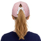C.C Stripe Pattern Criss-Cross Ponytail Trucker Hat: Red