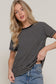Black/White Short Sleeve Round Neck Stripe Tee