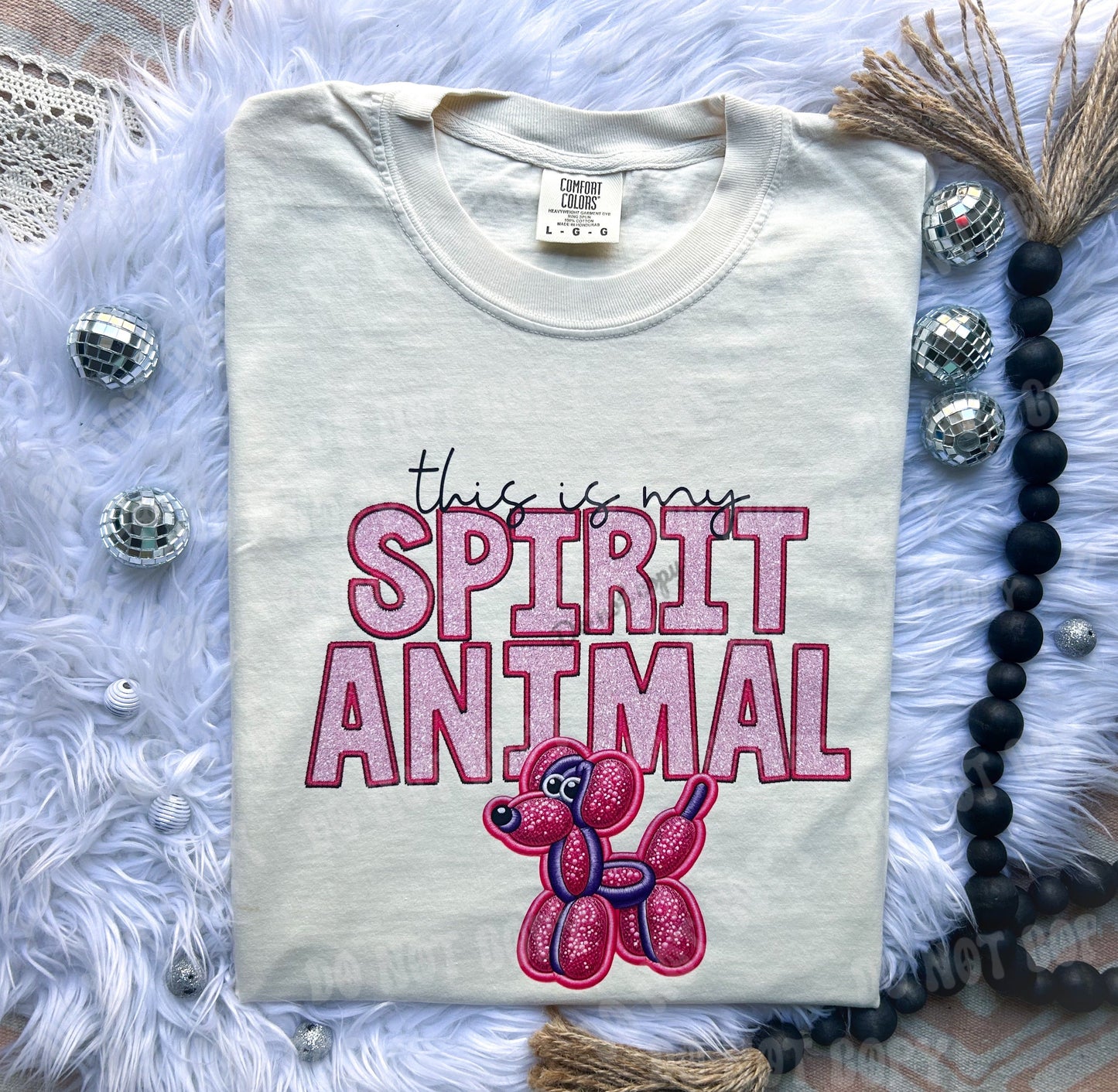 This is my spirit animal balloon dog Faux Embroidery Comfort Colors Tee