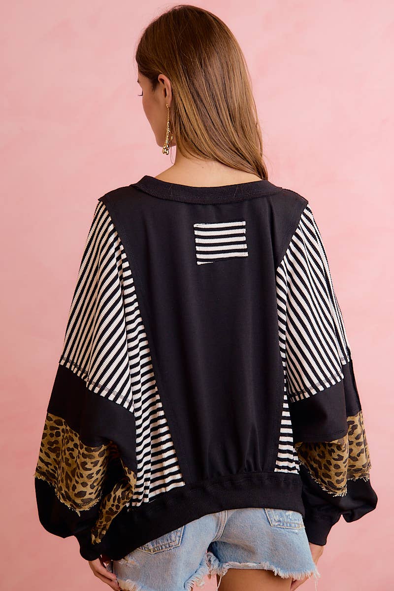 GAMEDAY THEME STRIPE MIX AND MATCH TOP: RED / M