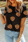 LDC Sequin Pumpkin Face Halloween T Shirt: Black / XL