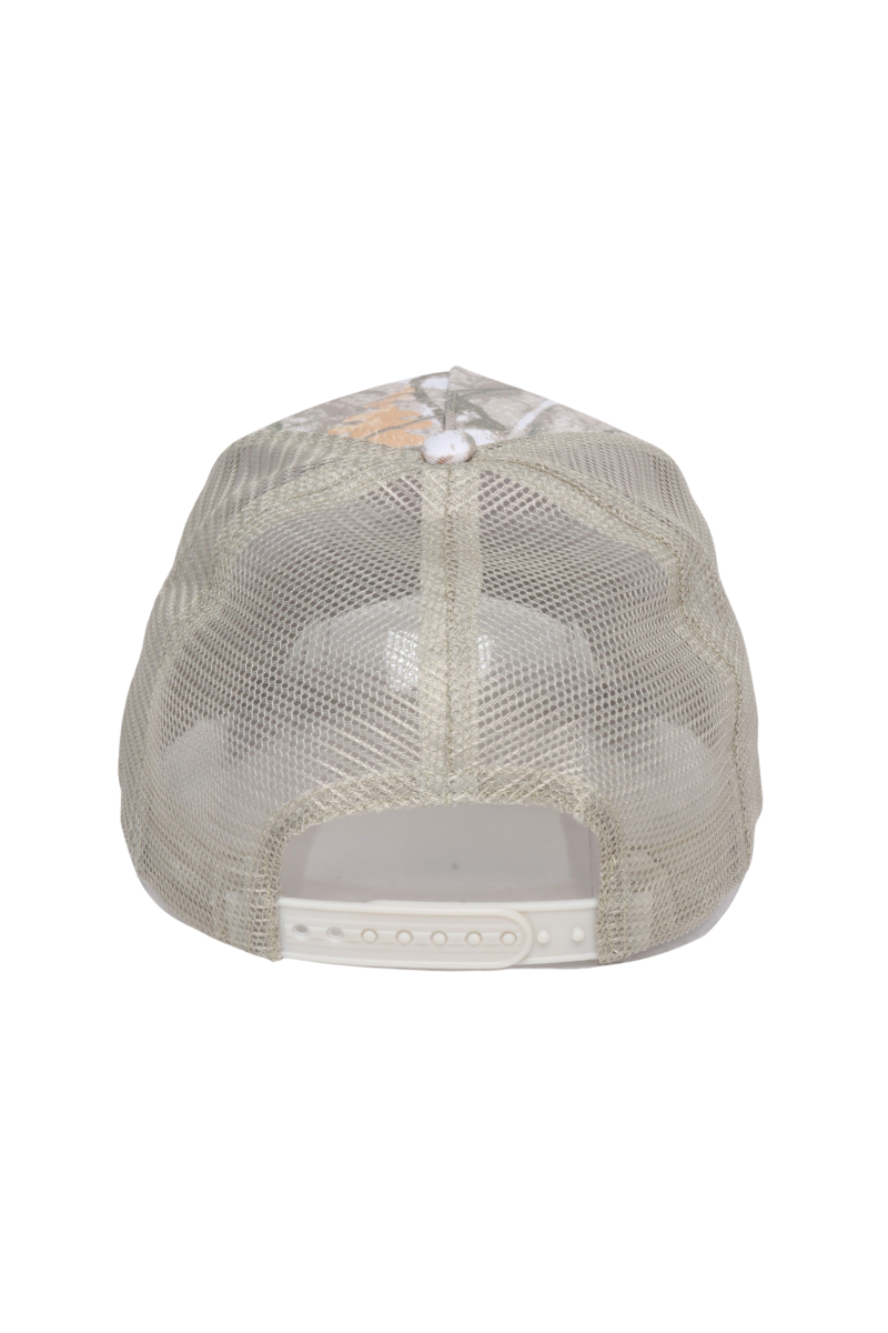 Camo Woods Print Mesh Back Trucker Cap: Camo