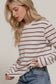Long Sleeve Round Neck Khaki Stripe Tee