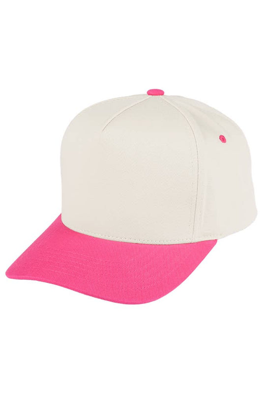 C.C Two Tone Canvas Trucker Hat Baseball Cap: Hot Pink