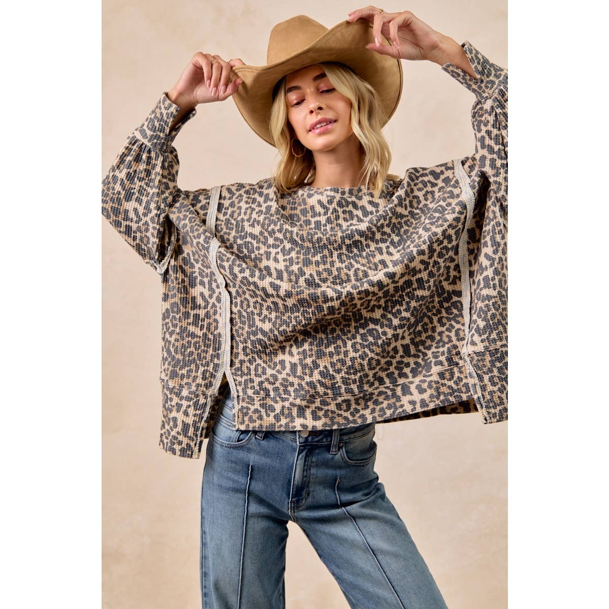 LEOPARD PRINT OVERSIZED SWEATSHIRT: LEOPARD