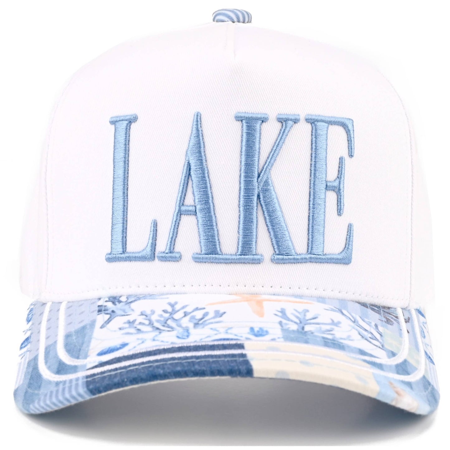 C.C LAKE Letter Embroidered Two Tone Trucker Hat: Mint/White
