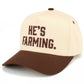 C.C HE'S FARMING Letter Embroidered Two Tone Trucker Hat: Brown