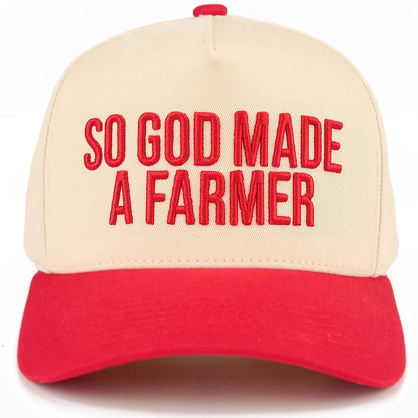 C.C SO GOD MADE A FARMER Letter Two Tone Trucker Hat: Dark Green