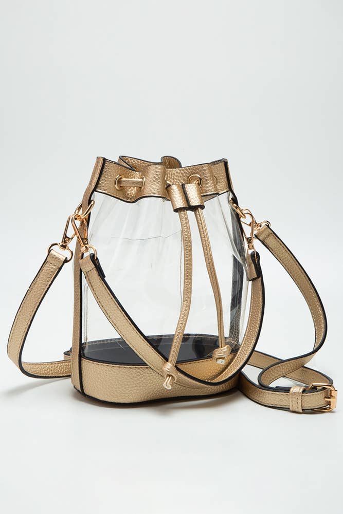 Clear Crossbody Stadium Bucket Bag: Gray