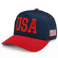 C.C Two-Tone Flag Letter on Two Tone Trucker Hat: Red/Navy