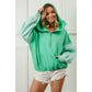 COLOR BLOCK ELASTIC HEM FLEECE HOODIE: PERIWINKLE MULTI / M
