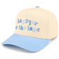 C.C HAPPIER AT THE LAKE Letter Two Tone Trucker Hat: Sky Blue