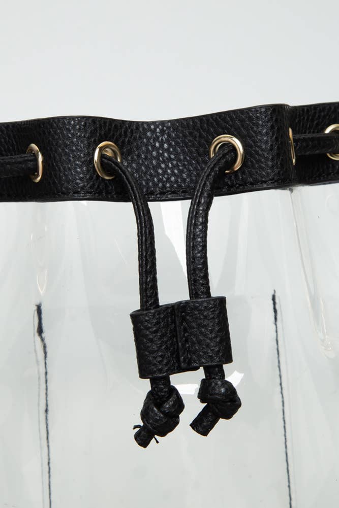 Clear Crossbody Stadium Bucket Bag: Black