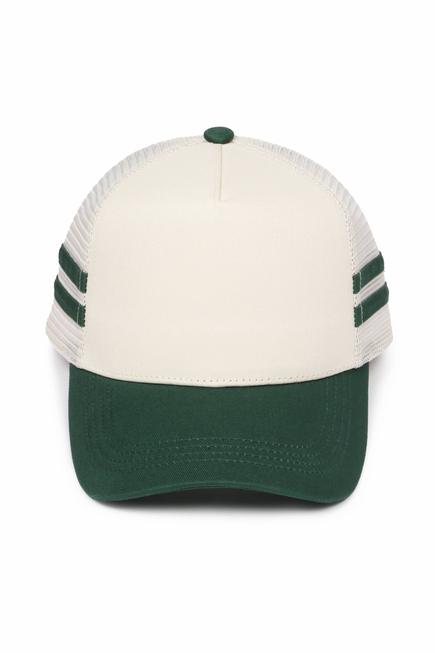 Retro Stripe Mesh Trucker Cap: Black