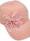 Bejeweled Bow Pearl Bling Glitz Ponytail Cap, Adjustable
: Black