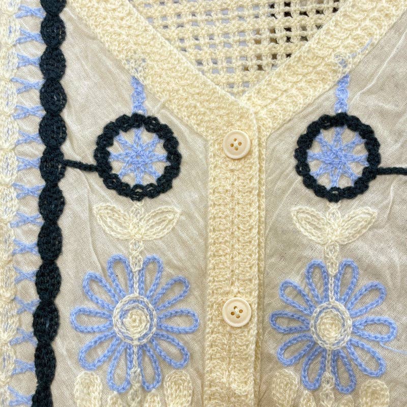 Black Vintage Hollow-Out Crochet Floral Vest