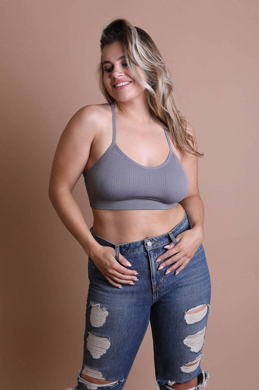 Tattoo Mesh Racerback Bralette: GRAY