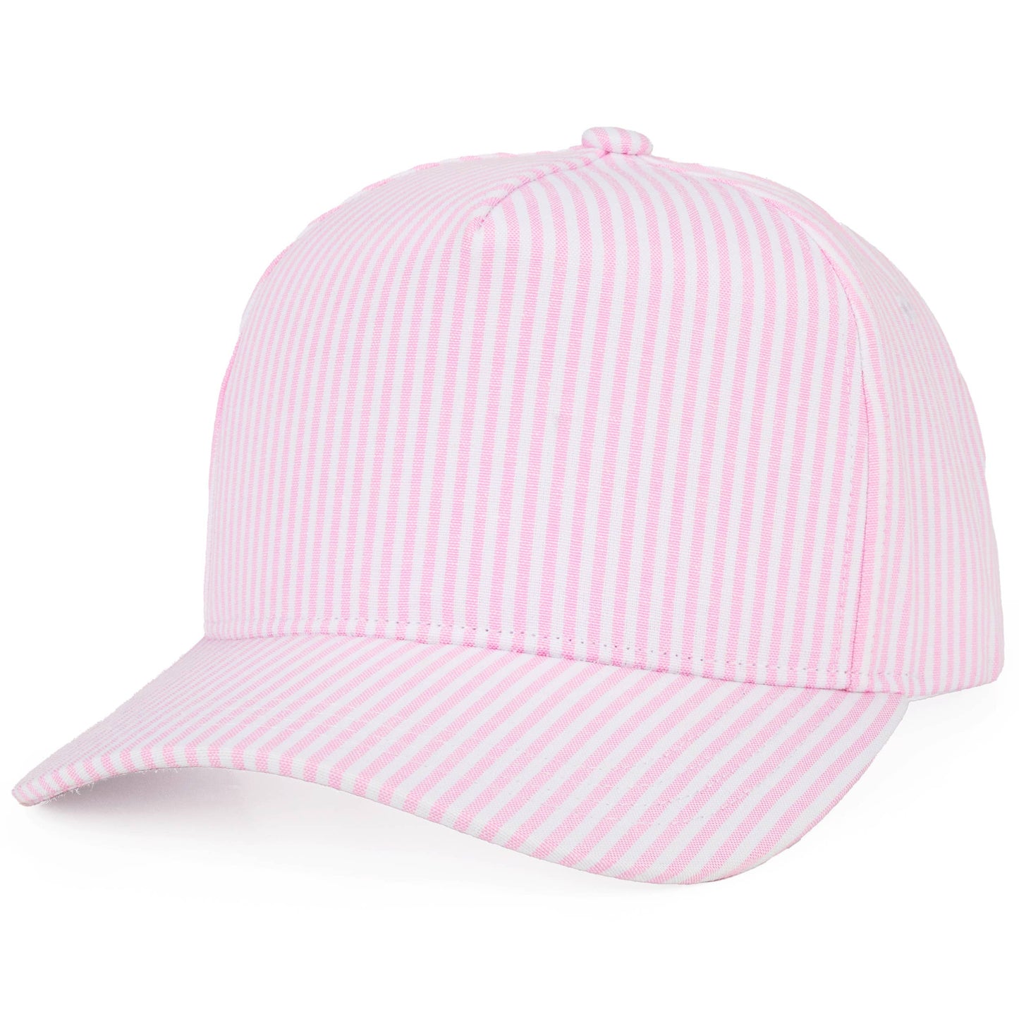 C.C Stripe Pattern Criss-Cross Ponytail Trucker Hat: Red