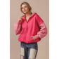 COLOR BLOCK ELASTIC HEM FLEECE HOODIE: PERIWINKLE MULTI / M