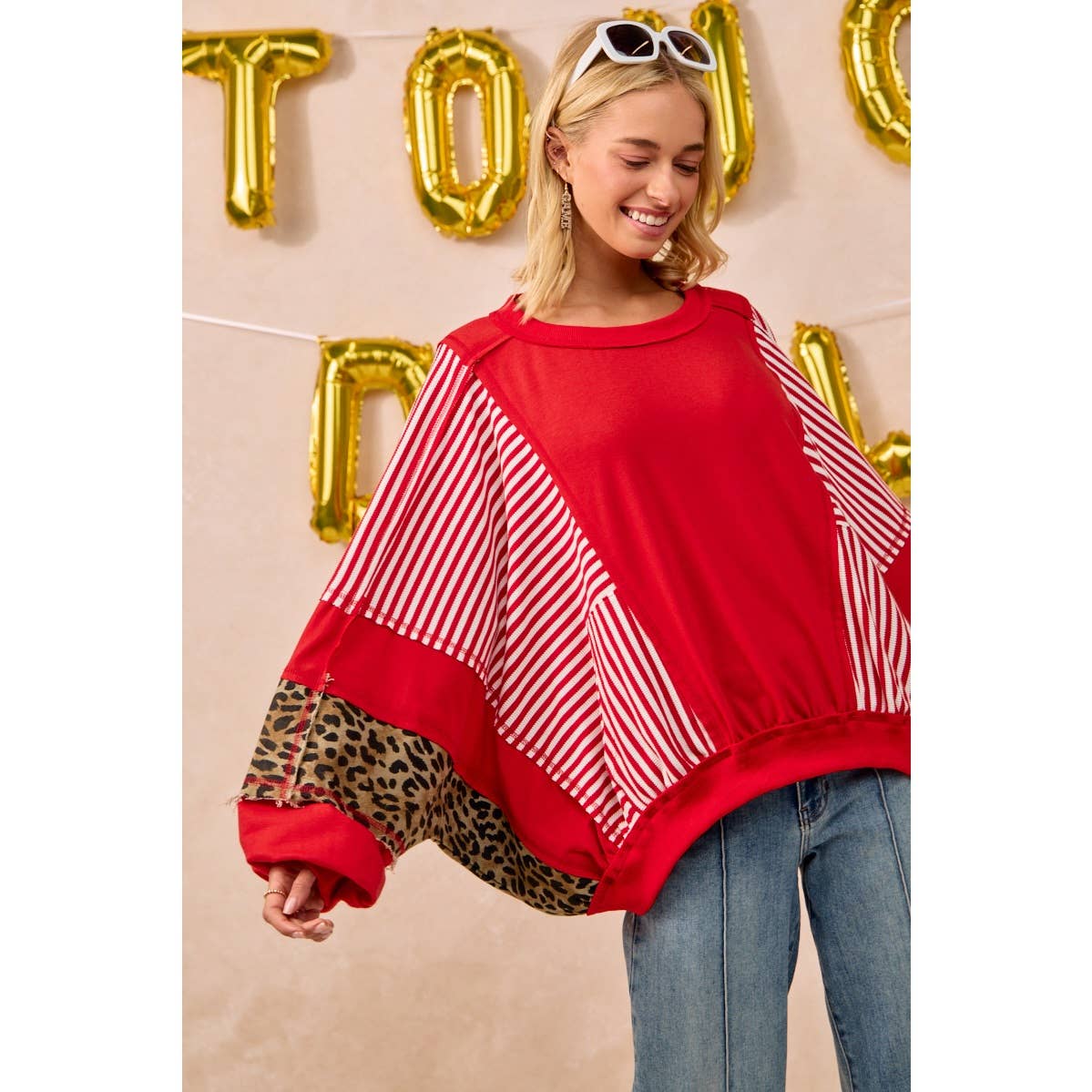 GAMEDAY THEME STRIPE MIX AND MATCH TOP: BLACK / M