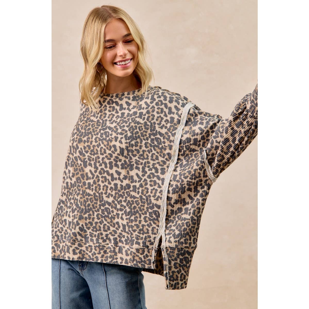 LEOPARD PRINT OVERSIZED SWEATSHIRT: LEOPARD