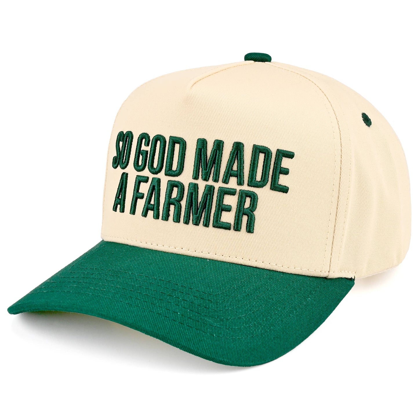 C.C SO GOD MADE A FARMER Letter Two Tone Trucker Hat: Red