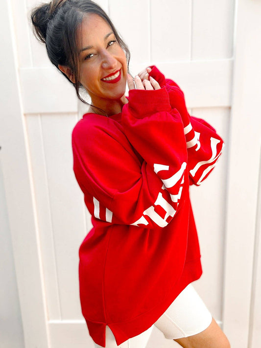 PRE ORDER Santa’s Coming Graphic Scuba Oversized Sweatshirt: M