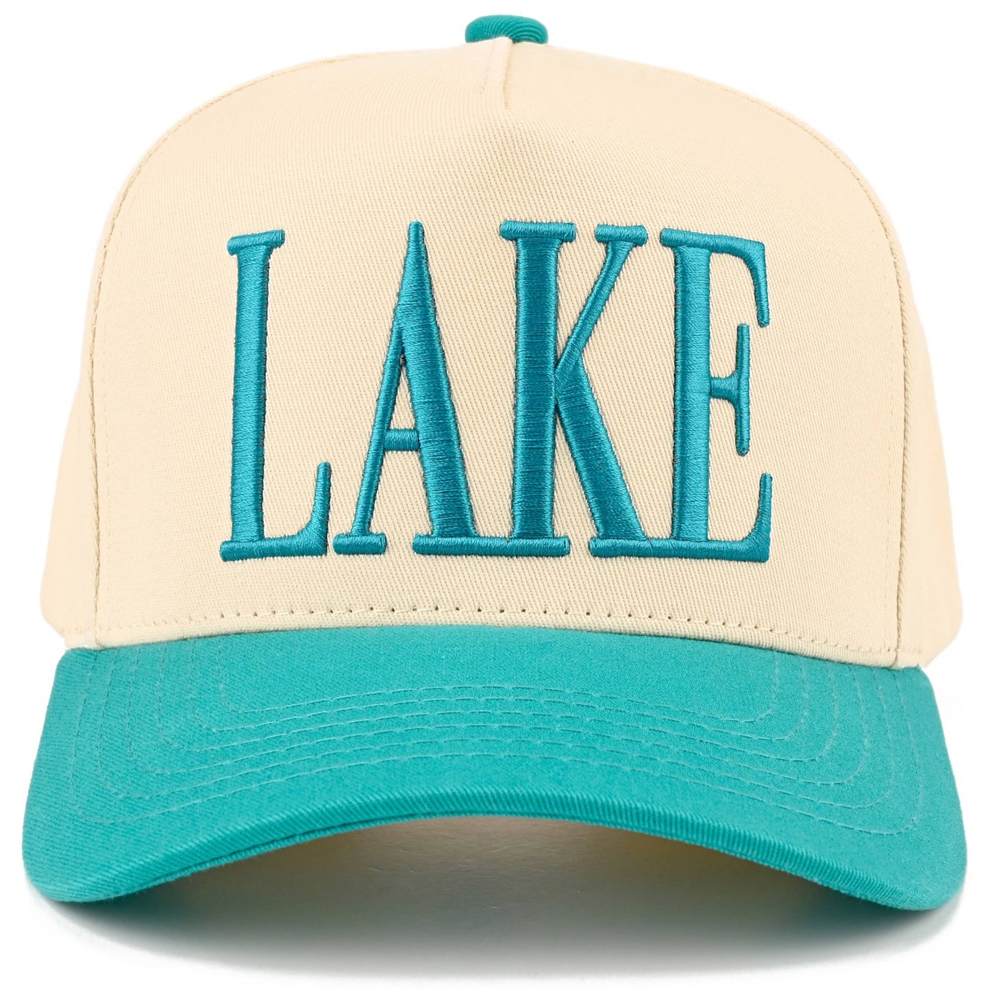 C.C LAKE Letter Embroidered Two Tone Trucker Hat: Mint/White