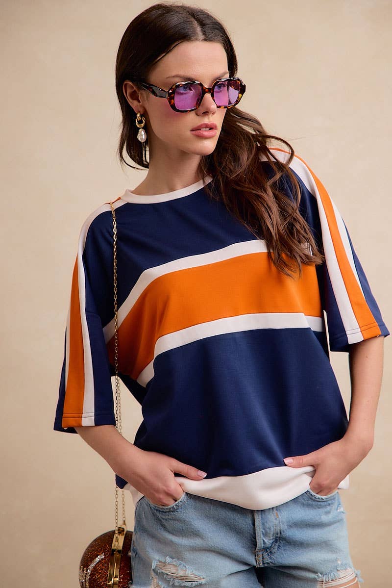 WOMEN GAMEDAY COLORBLOCK TEE: BLACK/RED